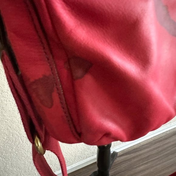 Women's Fossil Explorer Messenger Bag Fold Over Tote Crossbody RED Large - Picture 10 of 10
